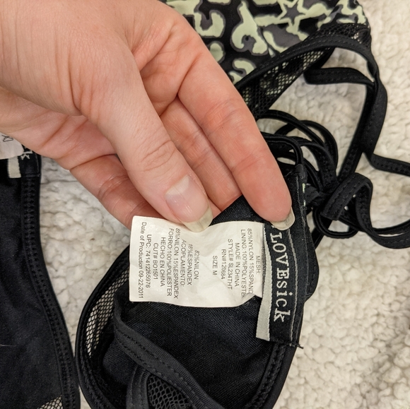 Black leopard print mesh bikini - Picture 3 of 7